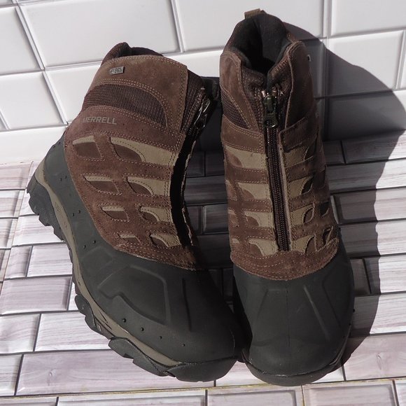 SIZE 12. MERELL insulated waterproof zip up front suede boot. main image 6